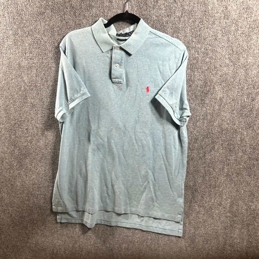 Polo Ralph Lauren Mens XL Blue Hot Pink Pony Short Sleeve Custom Fit Polo Shirt